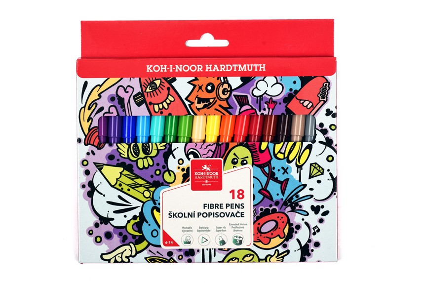 Fasermaler &quot;Teenage&quot;  18er Set mit einer  2 mm Spitze , im Papp- Etui