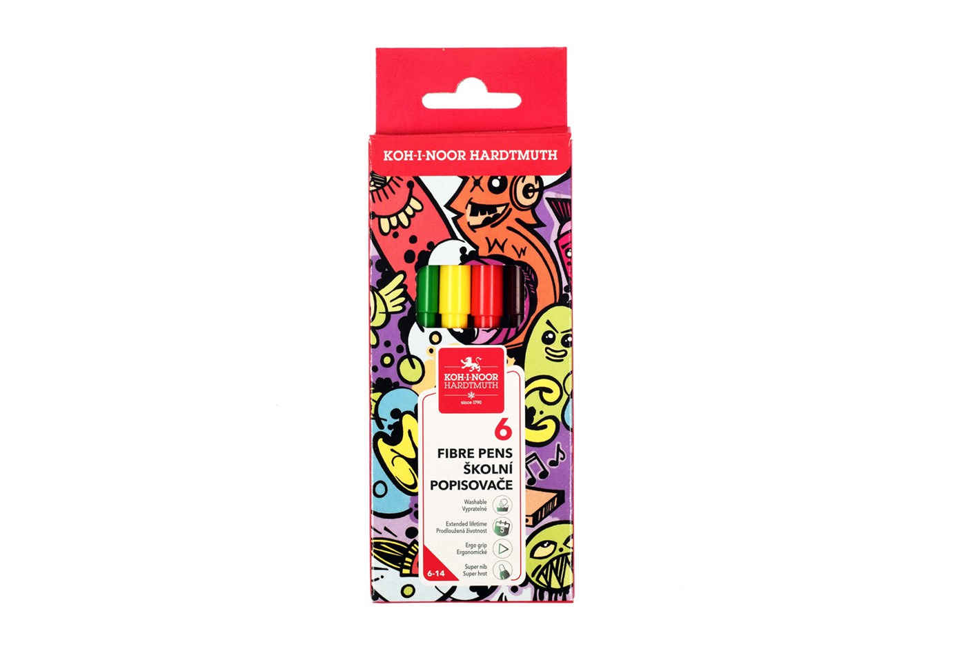 Fasermaler &quot;Teenage&quot;  6er Set mit einer  2 mm Spitze , im Papp- Etui