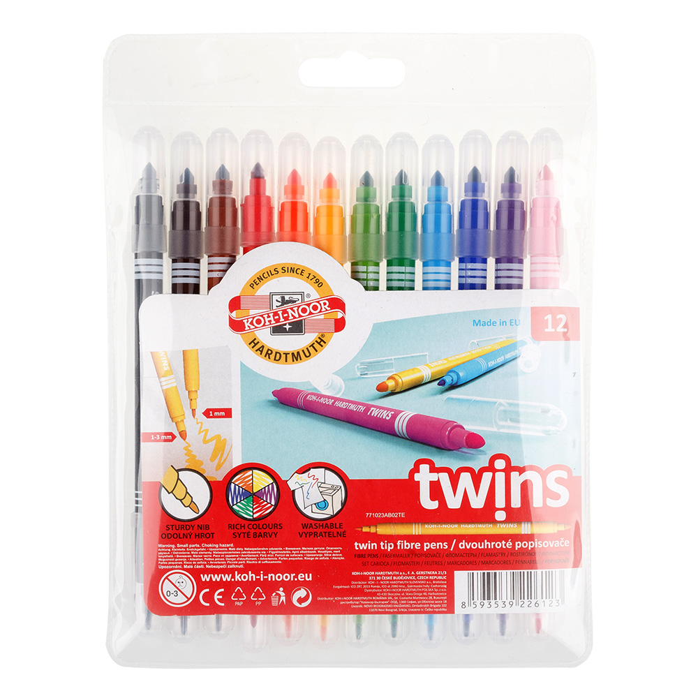 Fasermaler Schul- Doppelfaserpens &quot;Dick - D&#252;nn&quot;  Koh-I-Noor , im 12er Pack