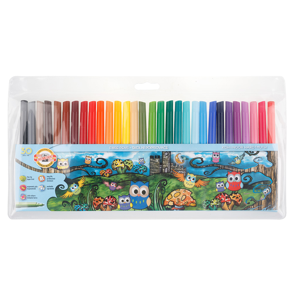 Fasermaler  &quot; Eule &quot; 30er Set mit einer 2 mm Spitze  , in einer PP- H&#252;lle