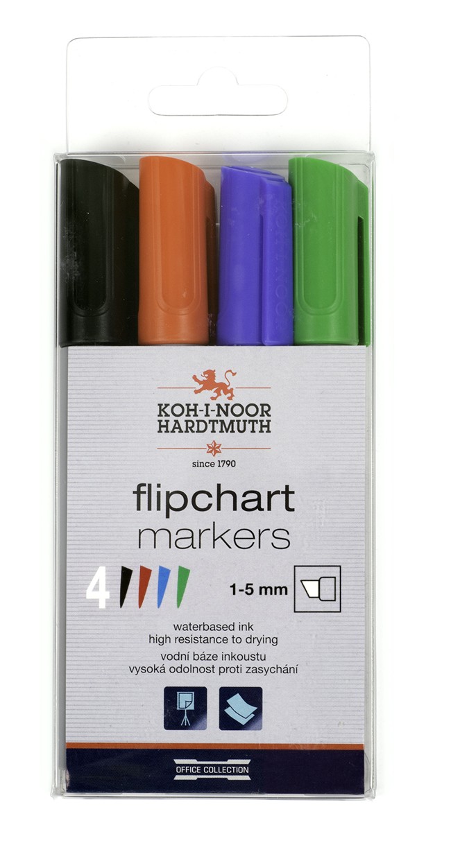 Flipchart- Marker mit einer  1 - 5 mm Keilspitze , im 4er Pack