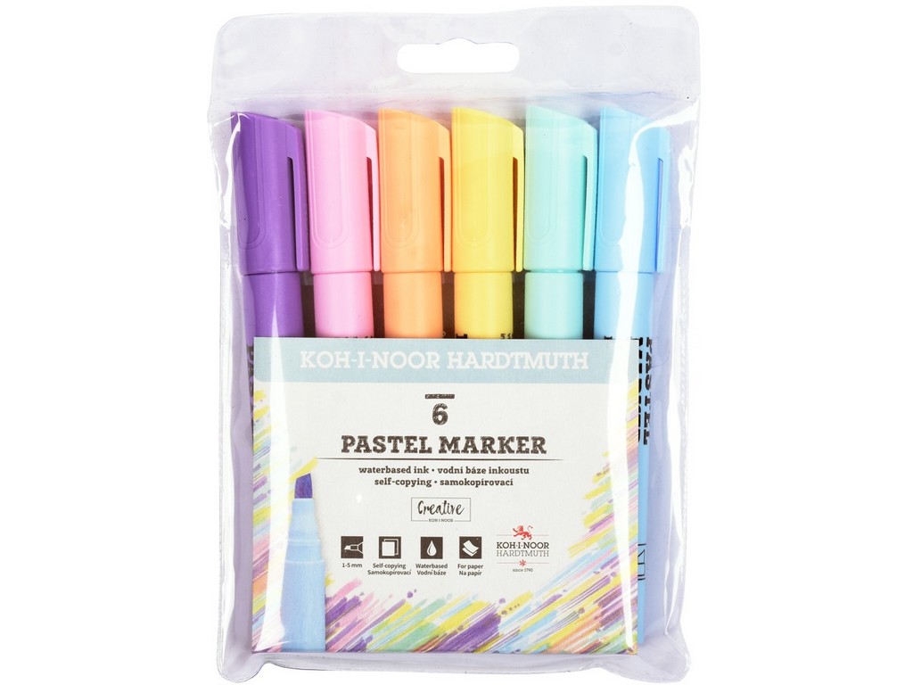 Textmarker - Keilspitze &quot;Pastellfarben&quot; im 6er Pack