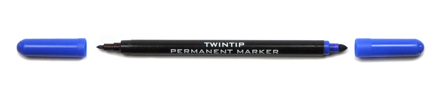 Marker Permanent- Marker  &quot; TWIN &quot;  Doppelendig - Blau  /  1,0 mm + 3,0  mm Rundspitze