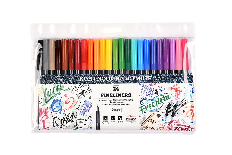 Fineliner - Feinschreiber  farblich sortiert, im 24er Pack