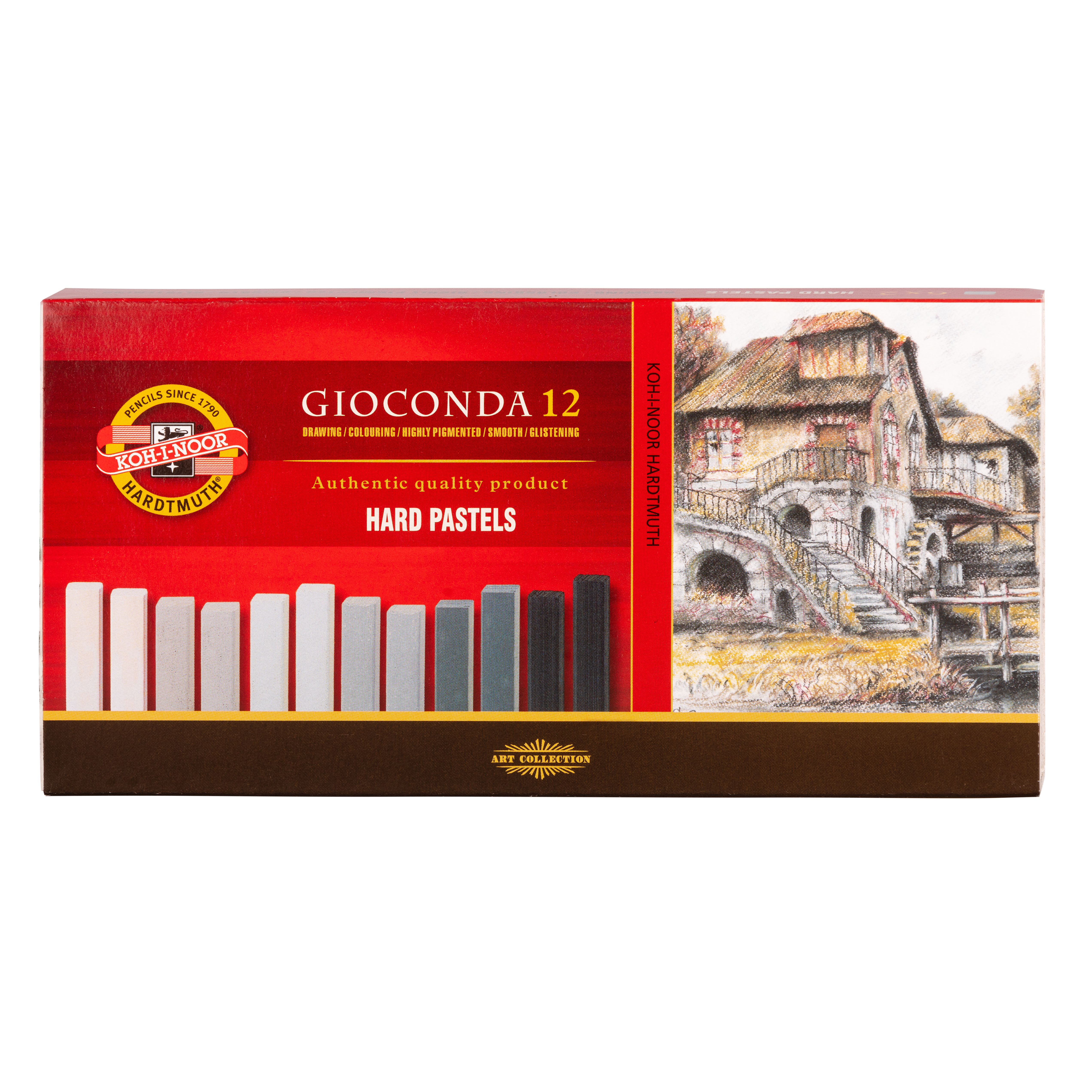 Pastellkreide eckige Hartpastell - Grautoene - 12er Pack