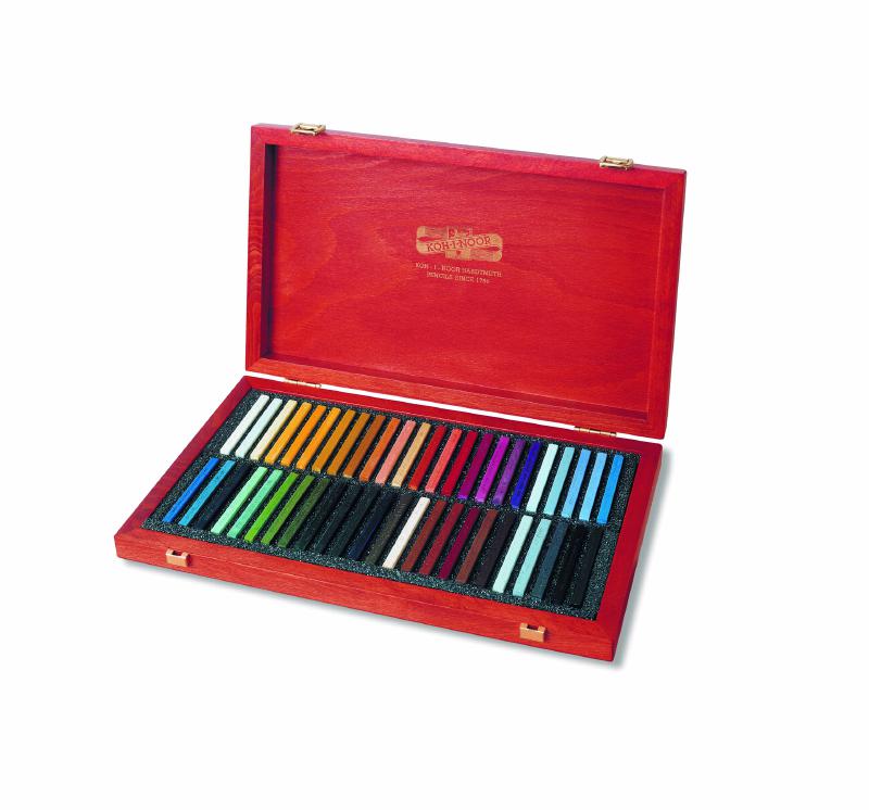 Pastellkreide eckige Hartpastell , sortiert  48er Set im Holzkoffer