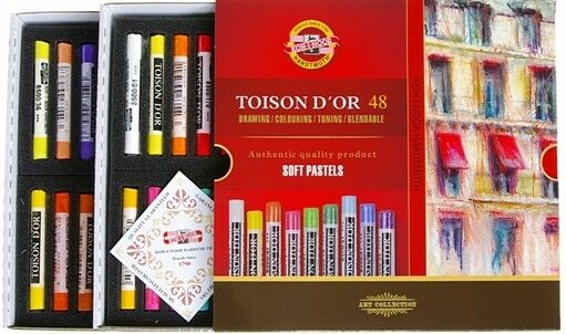 Pastellkreide runde weiche K&#252;nstler- Softpastelle , im  48er Pack