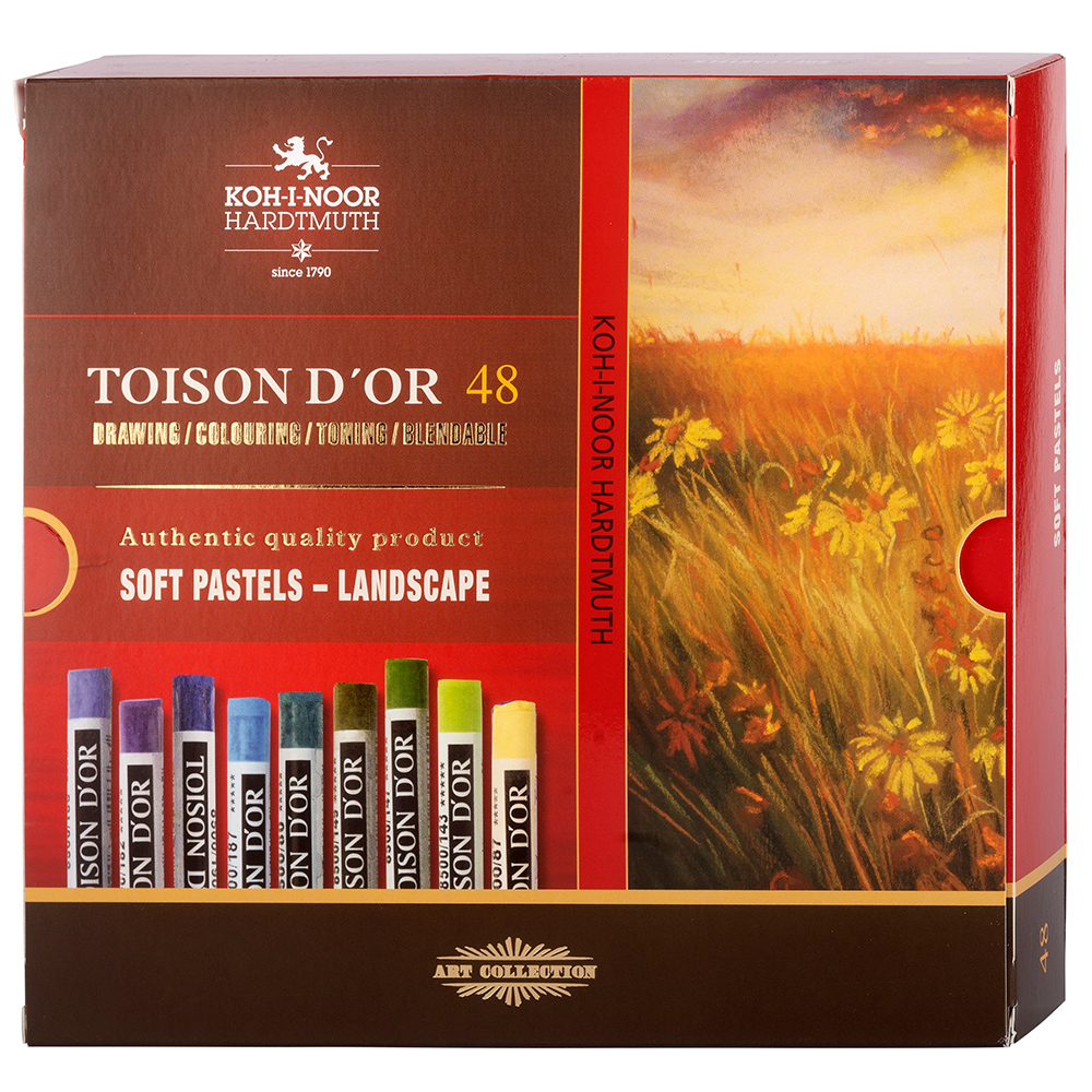 Pastellkreide runde weiche K&#252;nstler- Softpastelle  &quot; Landschaft &quot;  , im  48er Pack