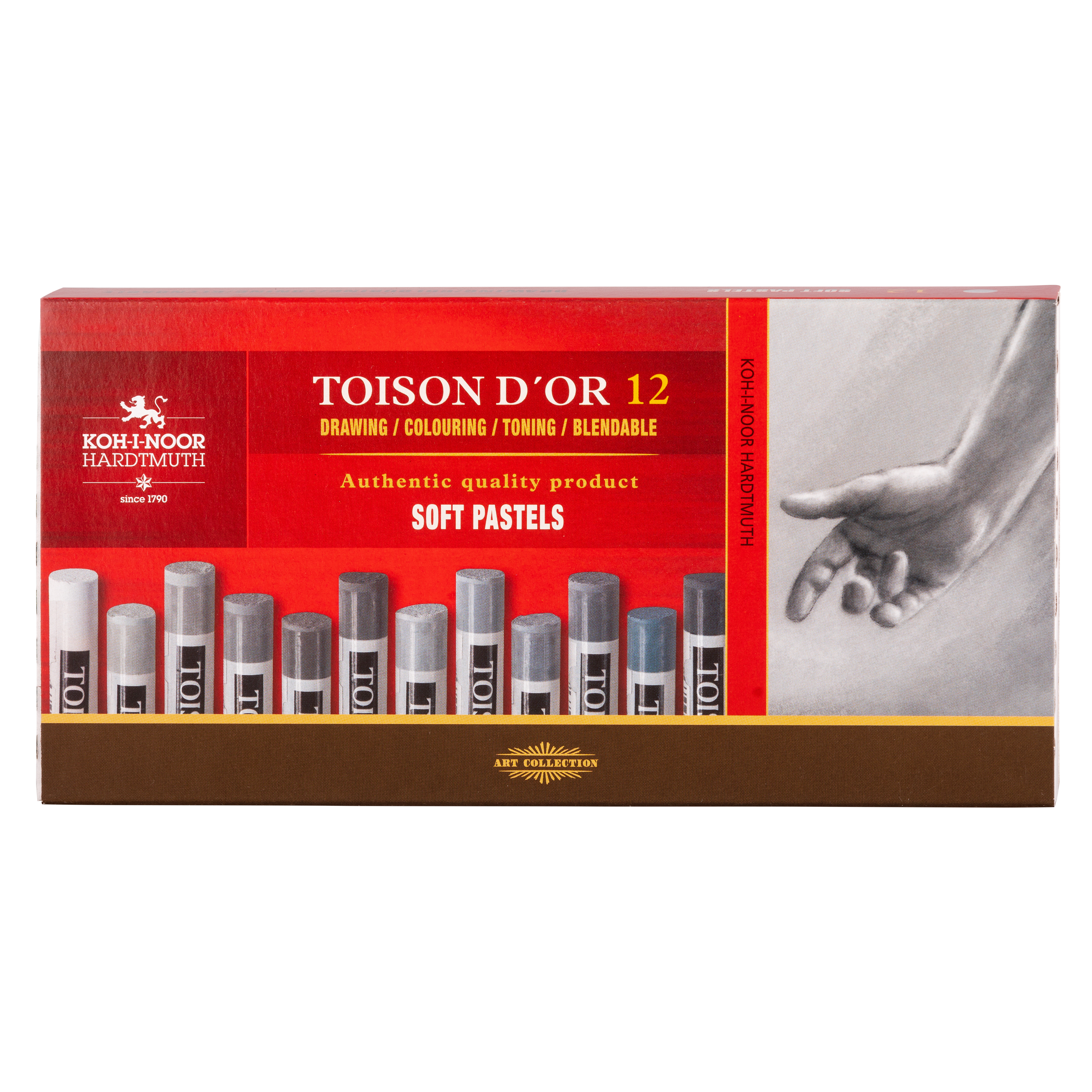 Pastellkreide runde weiche Softpastell  - Graut&#246;ne -  12er Pack