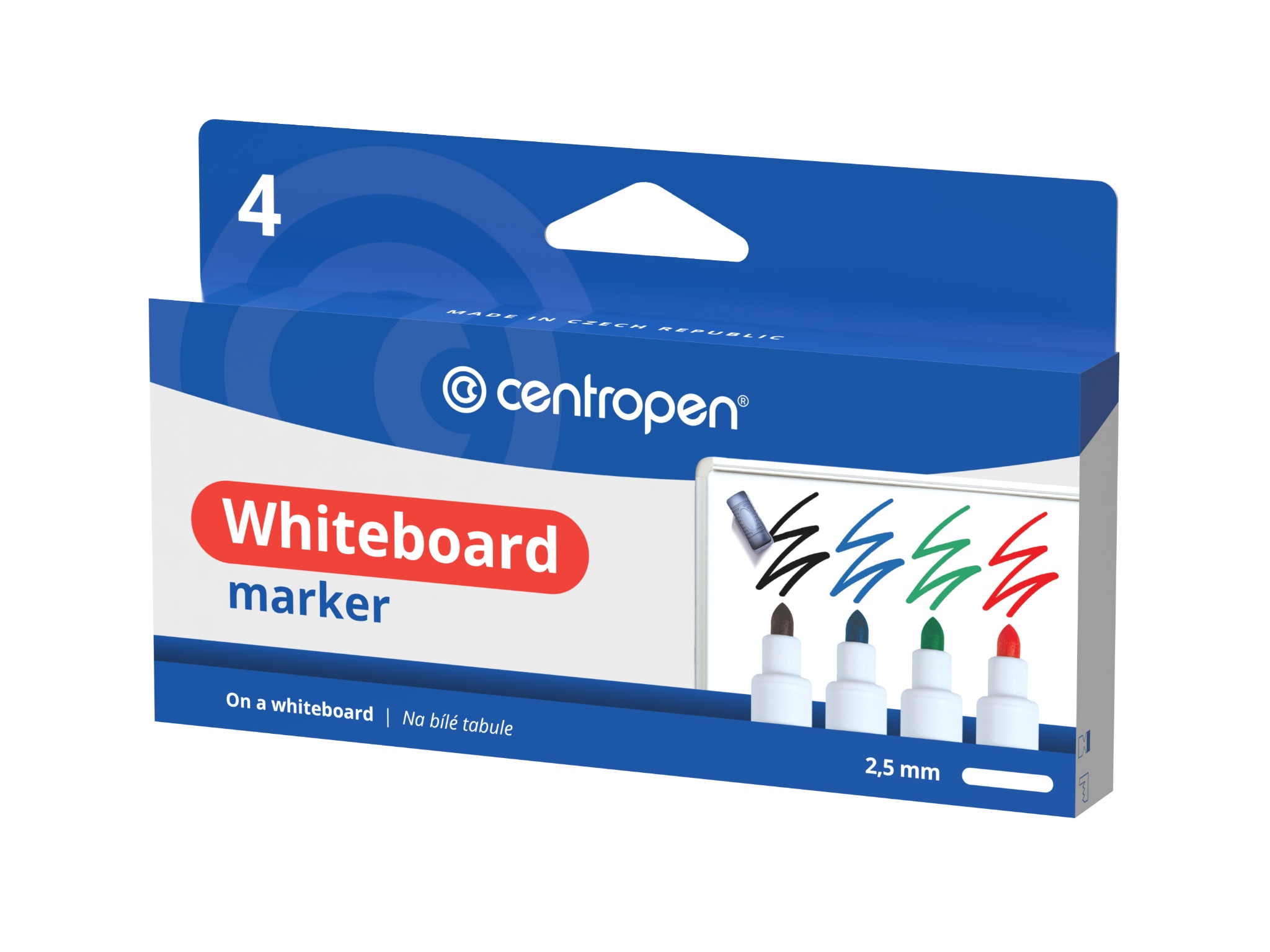 White-Boardmarker  - farblich sortiert  / Rundspitze 2,5 mm   , im 4er Pack