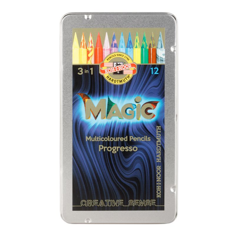 Progresso &quot; Magic&quot;Vollminenfarbstifte 12er Set im Metalletui / Christmas- Design