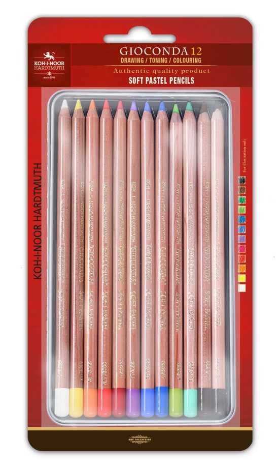 Pastellkreidestifte - Softpastell 12er Set  im Metalletui / Blister