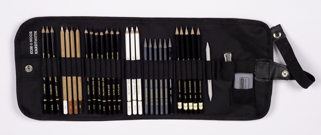 K&#252;nstler- Set 31-teilig &quot; Art- Set Stiftetasche &quot;  gef&#252;llt mit versch. K&#252;nstler- und  Farbstiften in