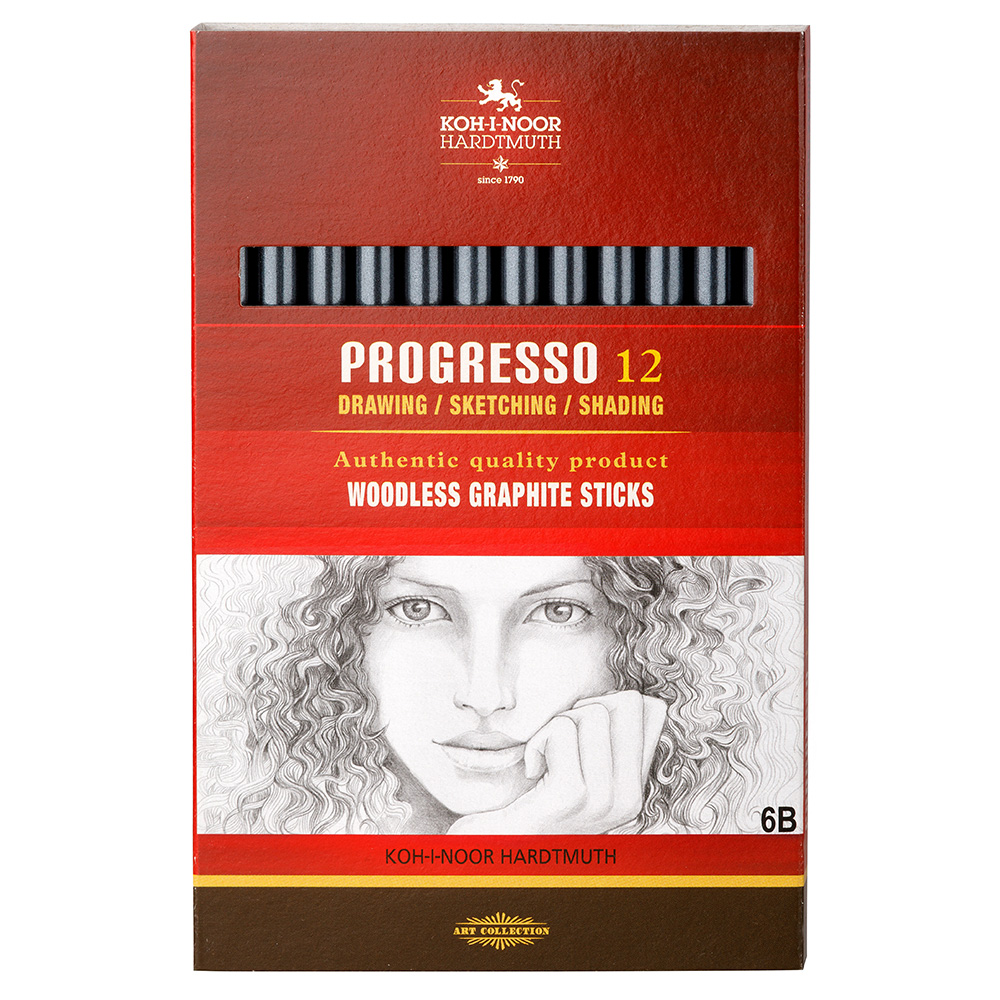 Progresso Graphit- Vollminenstifte - Gradation 6B - im 12er Pack