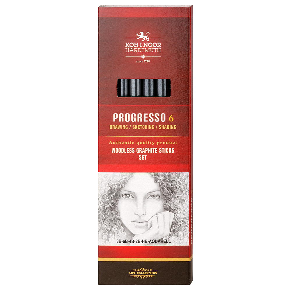 Progresso Aquarell Graphit- Vollminenstifte 6er Set