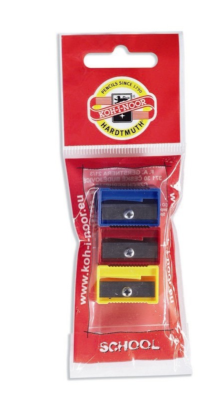Anspitzer- Kunststoffspitzer / einfach 8 mm - farblich sortiert -   im 3er Blister