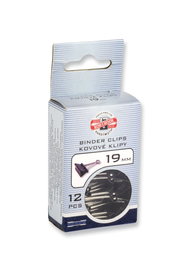 Maulklammern Papierklemmen Metall -  schwarz, 19 mm im 12er Pack