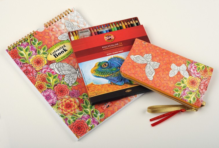 Malbuch- Set  f&#252;r Erwachsene &quot; Luxus- Version &quot; Ringbuch +  Farbstifte + Federm&#228;ppchen