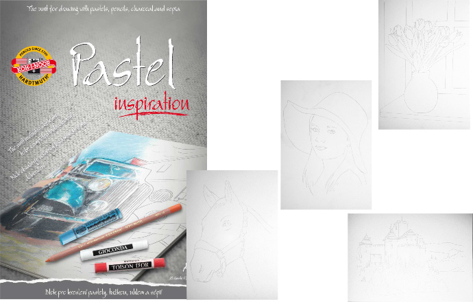 Pastell- Malblock A4 - mit vorgedruckten Motiven ,  220 g/m&#178;