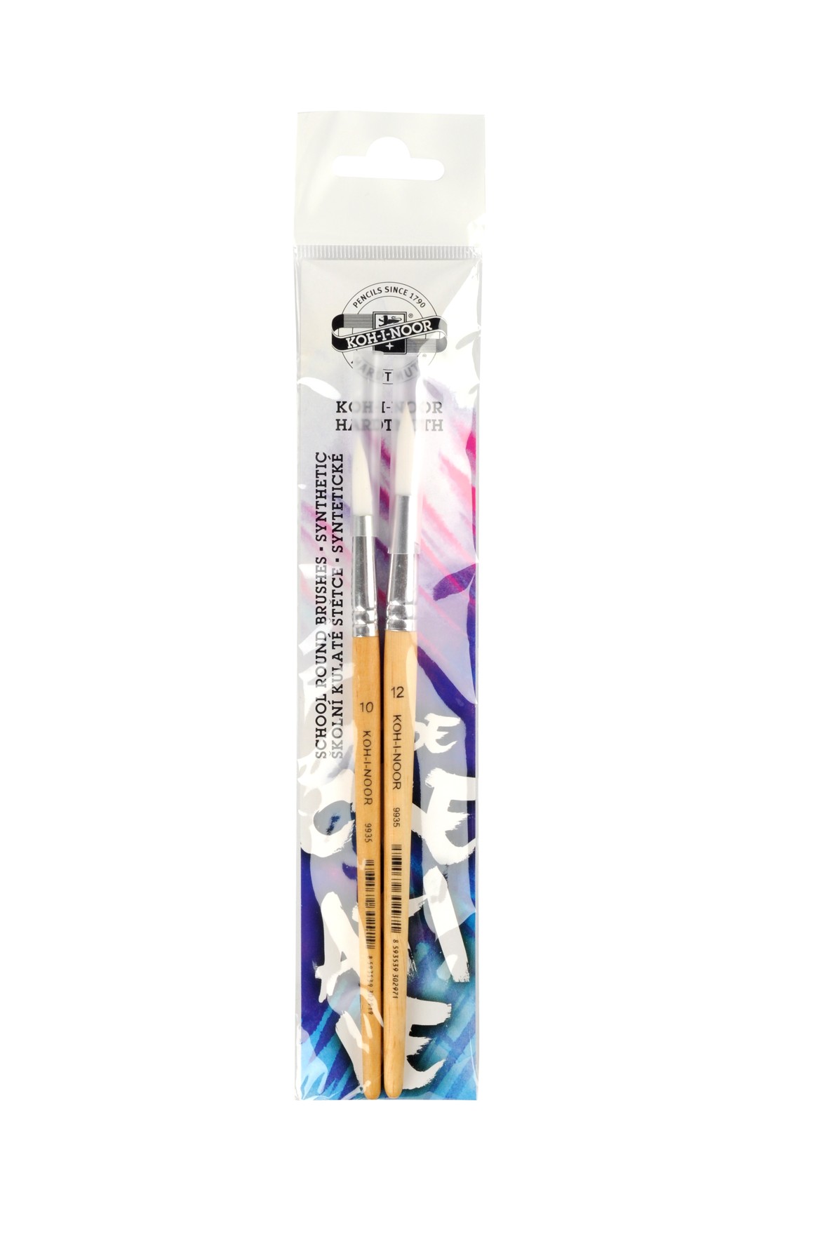 Pinsel-  Set  &quot; SYNTHETIC &quot;  Schul - Synthetikhaar / 2er Set Rundpinsel  - Gr. 10 , 12 -