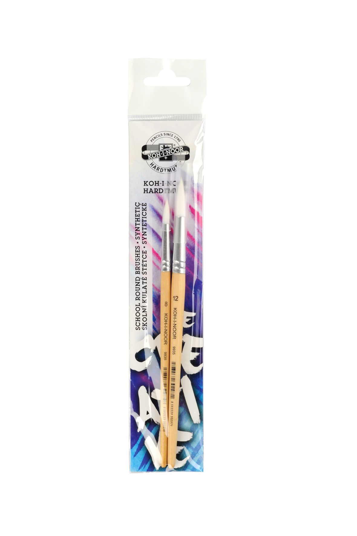 Pinsel-  Set  &quot; SYNTHETIC &quot; Schul - Synthetikhaar / 2er Set Rundpinsel  - Gr. 8 , 12 -