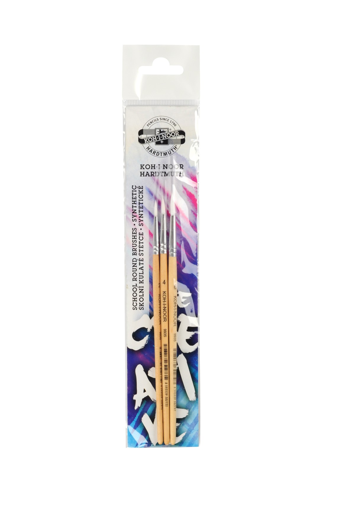 Pinsel-  Set  &quot; SYNTHETIC &quot;  Schul - Synthetikhaar / 3er Set Rundpinsel  - Gr. 2 , 4 , 6 -