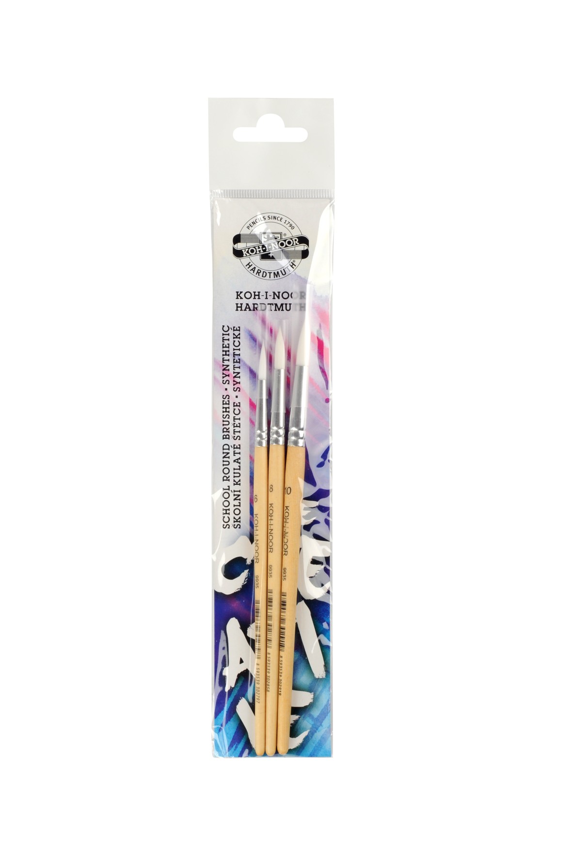 Pinsel-  Set  &quot; SYNTHETIC &quot;  Schul - Synthetikhaar / 3er Set Rundpinsel  - Gr. 6 , 8 , 10