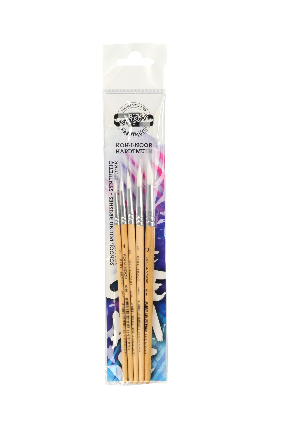 Pinsel-  Set  &quot; SYNTHETIC &quot;  Schul - Synthetikhaar / 5er Set Rundpinsel  - Gr. 2 ,4 , 6 , 8 , 10 -