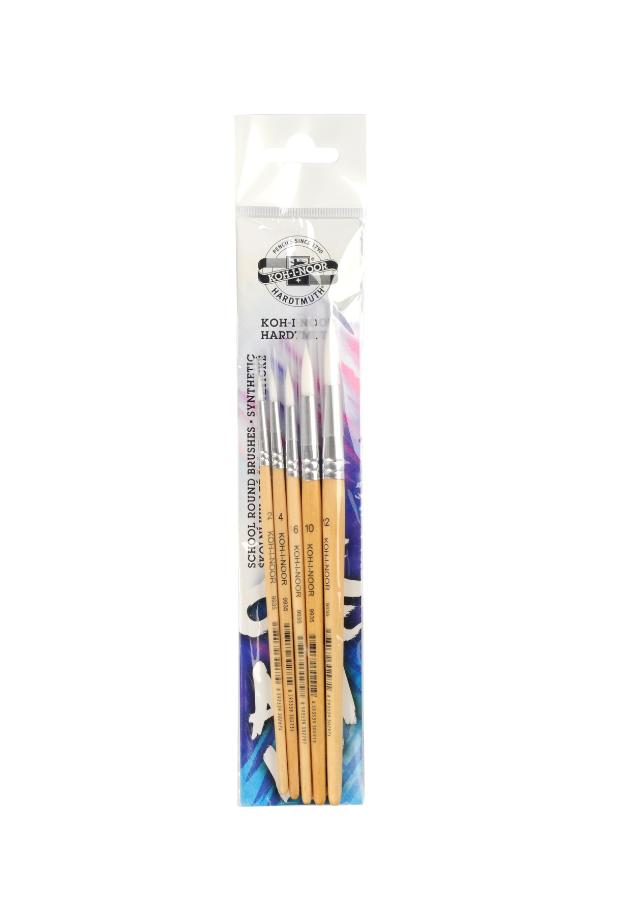 Pinsel-  Set  &quot; SYNTHETIC &quot; Schul - Synthetikhaar / 5er Set Rundpinsel  - Gr.  2 , 4 , 6 , 10 , 12  