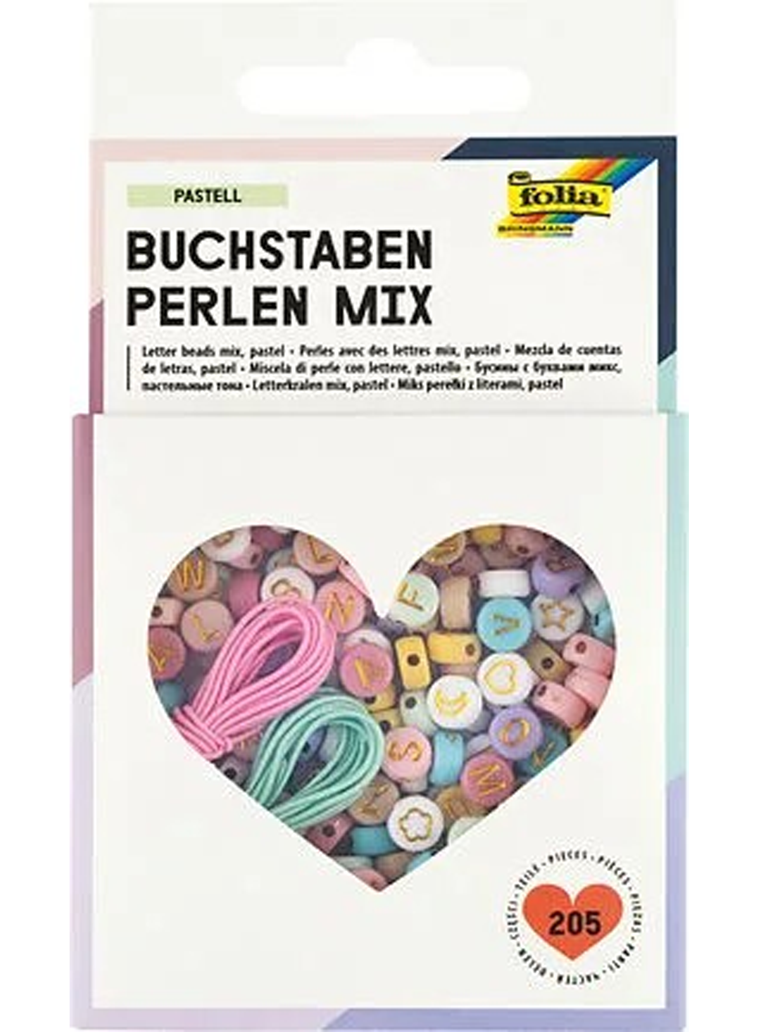 Perlen Mix BUCHSTABEN &quot;PASTELL&quot; 205 Teile